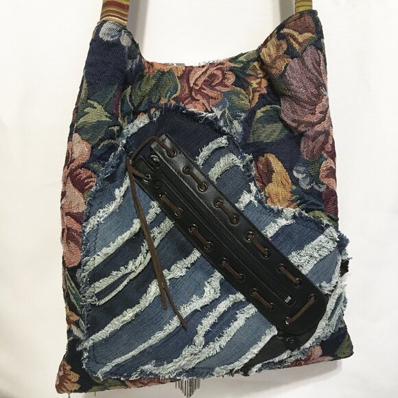 Handmade Upcycle Crossbody Bag, Boho Bag - Picture 4 of 6